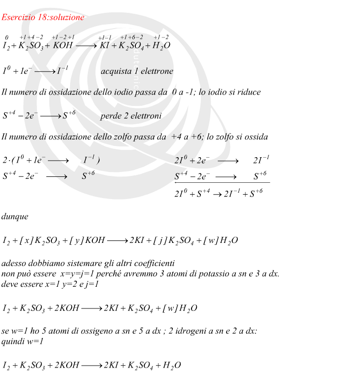 Reazione ossidoriduzione Ossido Solfito di potassio con Idrossido di potassio e Iodio