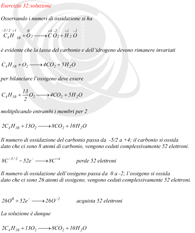 Reazione ossidoriduzione ancora sulla combustione del butano