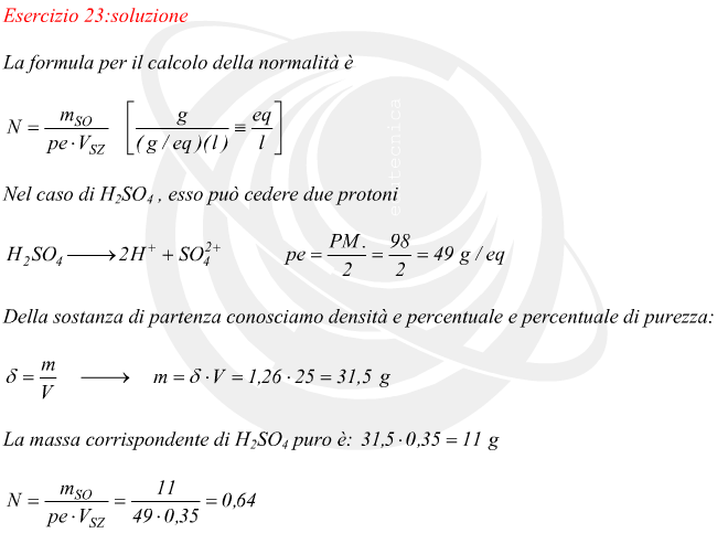 normalità di una soluzione con acido solforico