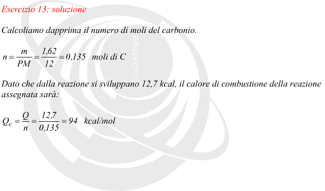 Calore di combustione reazione carbonio - ossigeno