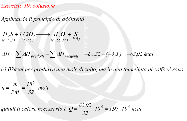 Calore prodotto in una reazione per produrre zolfo