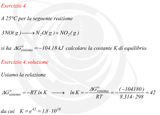 esempio calcolo costante di equilibrio conoscendo energia libera di reazione