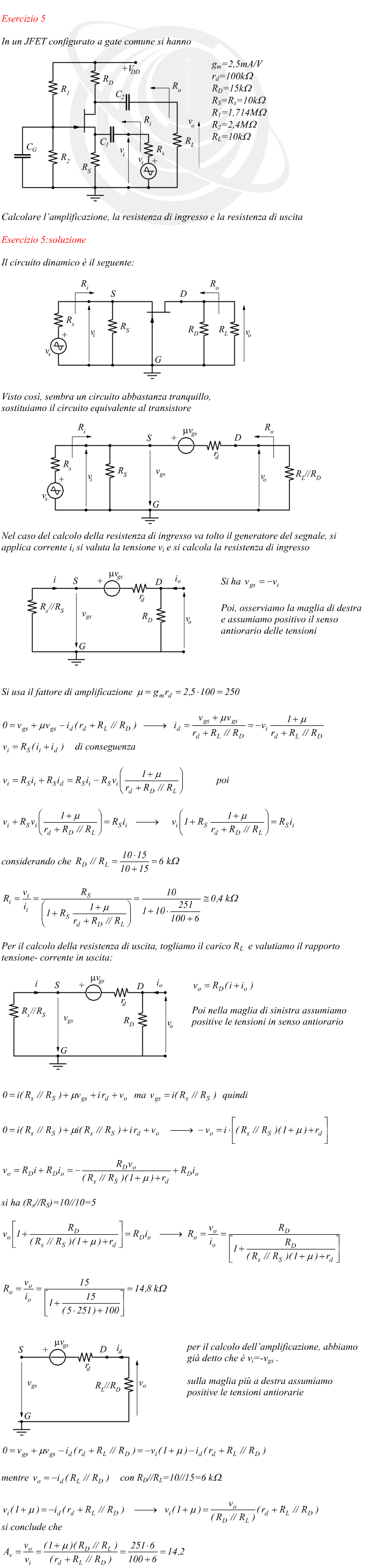 amplificatore JFET gate comune - analisi del segnale