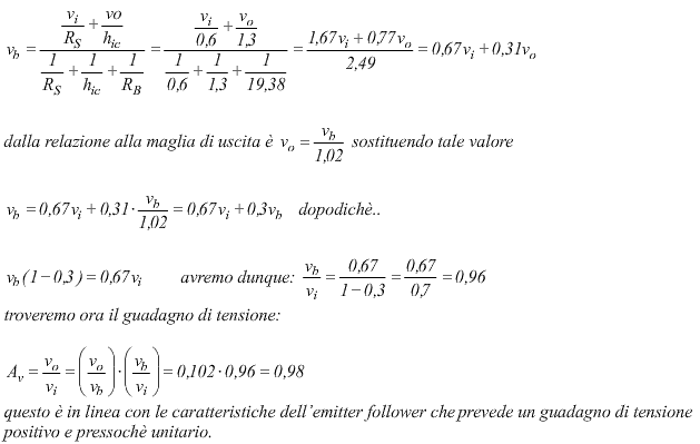 guadagno di tensione inseguitore di emettitore