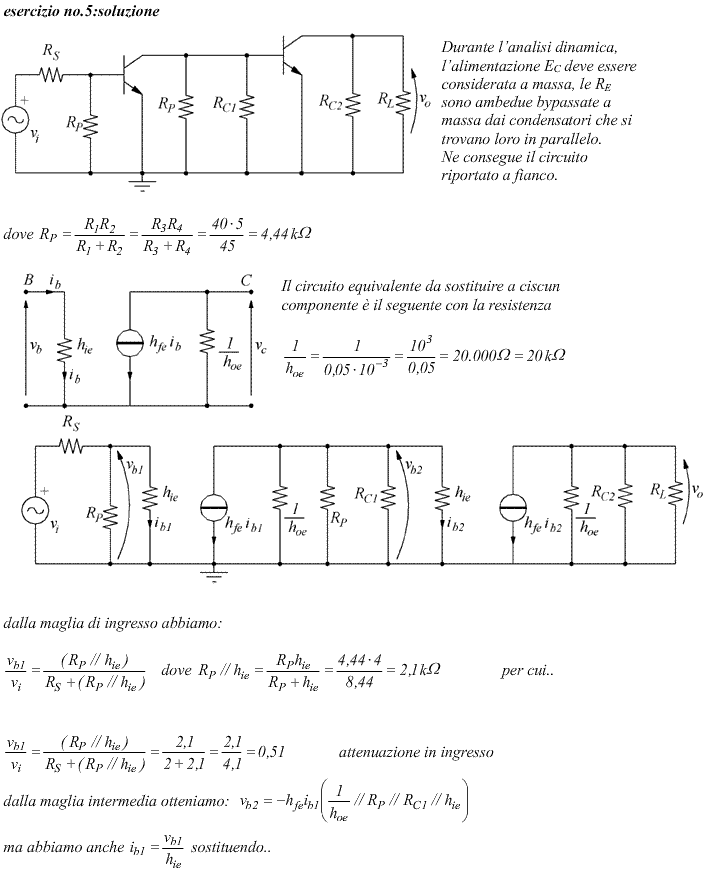 Guadagno di tensione amplificatori a transistor in cascata