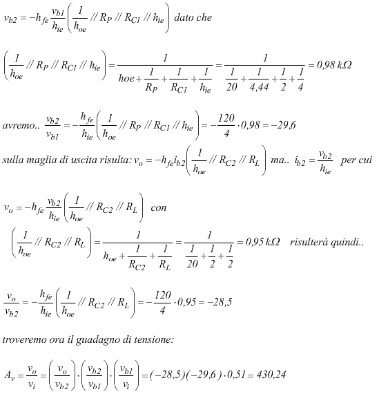 Guadagno di tensione amplificatori a BJT collegati in cascata