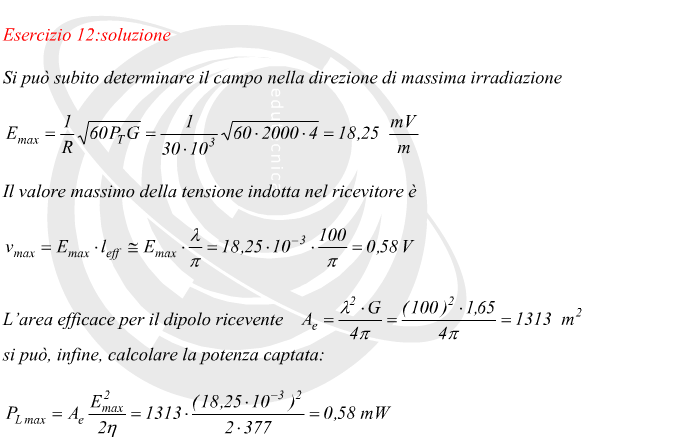 Tensione indotta in un dipolo ricevente