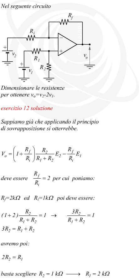 Dimensionamento amplificatore differenziale con operazionale