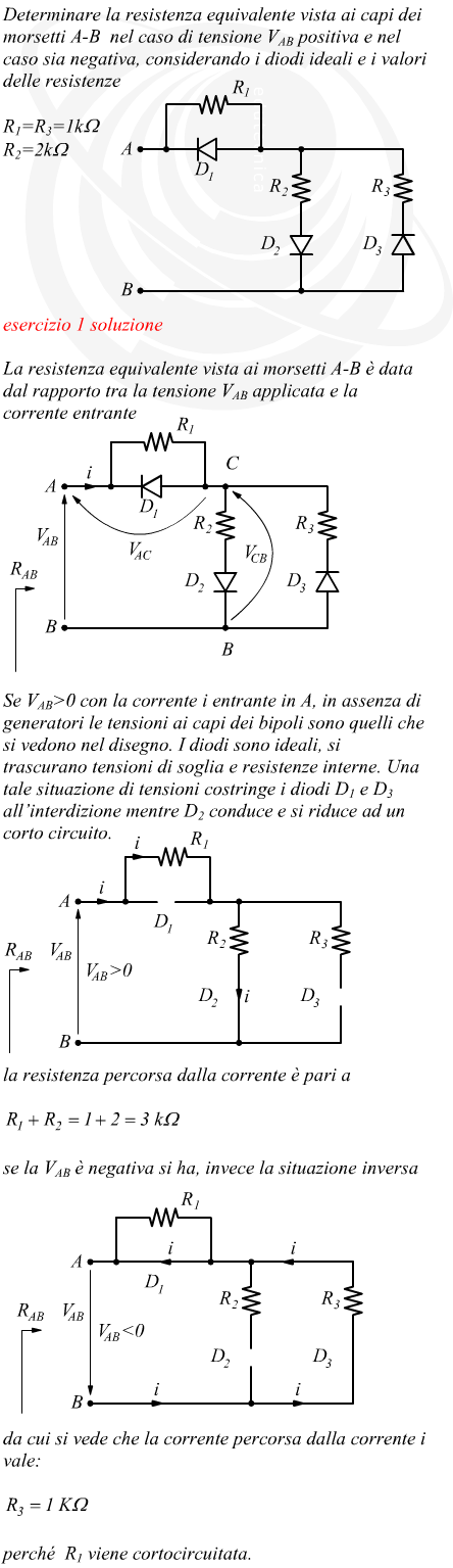 Resistenza equivalente ai capi di un circuito con diodi