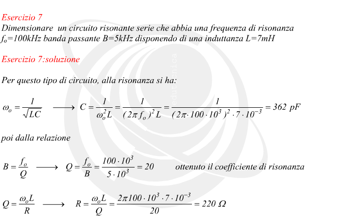 Dimensionare un filtro di banda serie