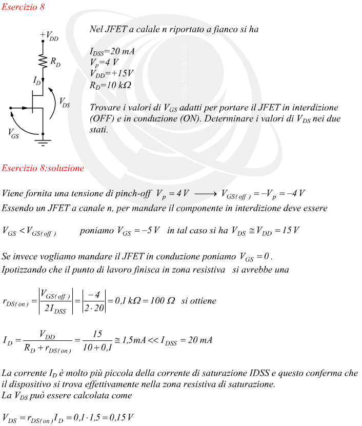 come mandare un JFET in interdizione o saturazione