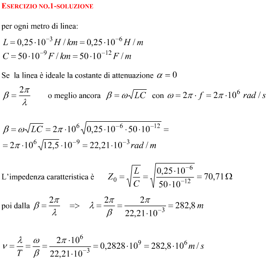 Impedenza caratteristica di una linea ideale