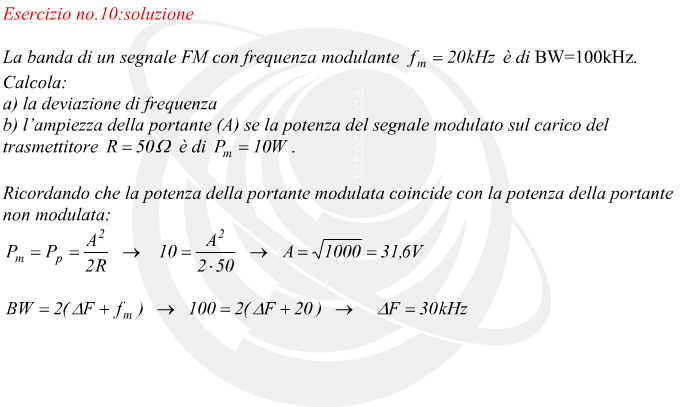 trovare la potenza di un segnale modulato in frequenza