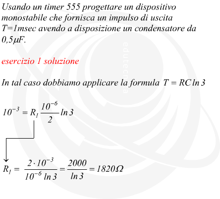 Durata massima e minima dell'impulso generato da un monostabile con timer 555