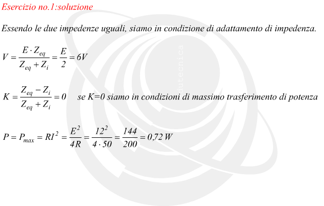 massimo trasferimento di potenza in un circuito elettrico