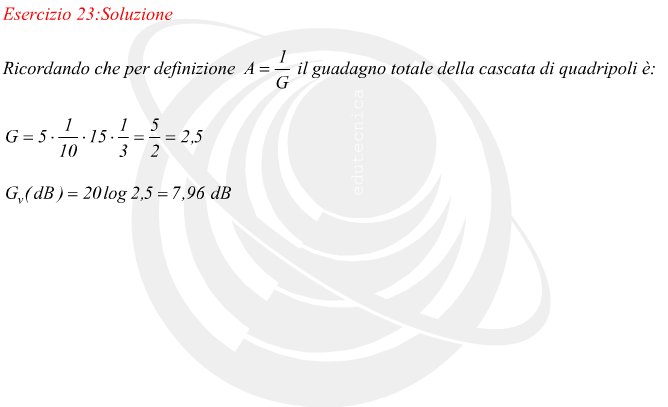 Guadagno complessivo di quadripoli in cascata