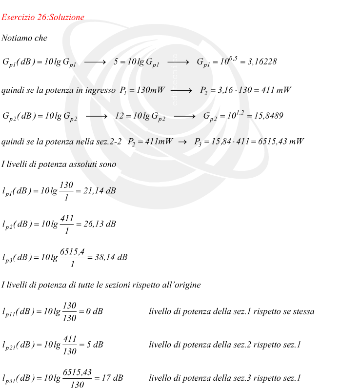 livello di potenza di quadripoli in cascata