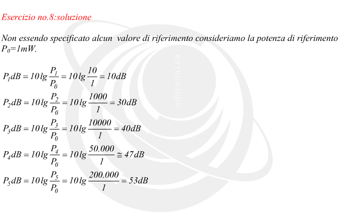 Conversione in decibel di potenze elettriche