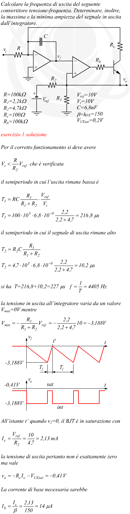 Verifica funzionamento convertitore tensione-frequenza con BJT