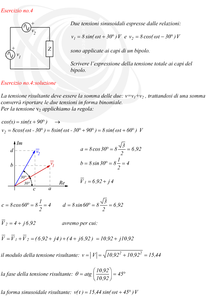 somma di generatori in tensione alternata