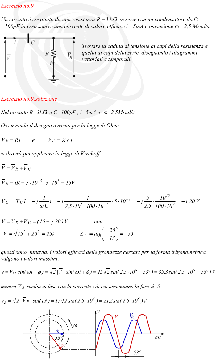 tensione ai capi di una resistenza circuito ohmico-capacitivo