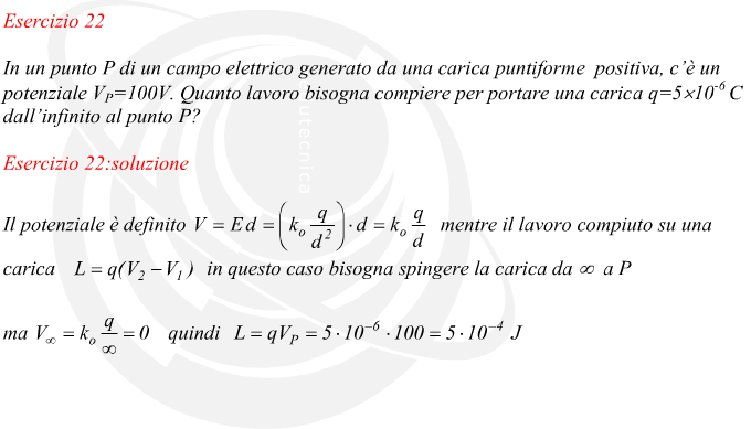 lavoro compiuto per spostare una carica all'interno di un campo elettrico