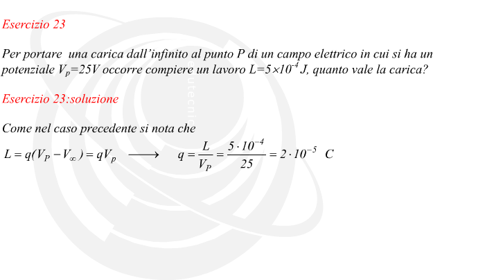 noto potenziale e valore del campo elettrico trovare il valore della carica