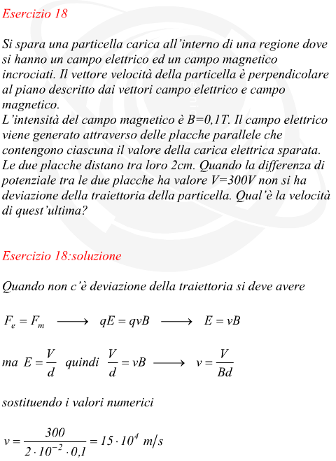 Velocit di una particella all'interno di un campo elettrico e di un campo magnetico