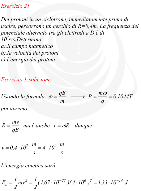 Esercizio con il ciclotrone