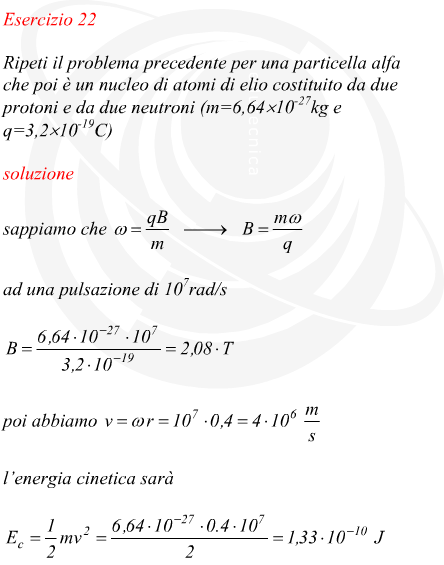 particella alfa sottoposta ad un campo magnetico