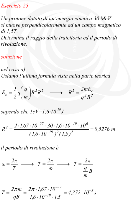 Raggio della traiettoria di un protone in un campo magnetico