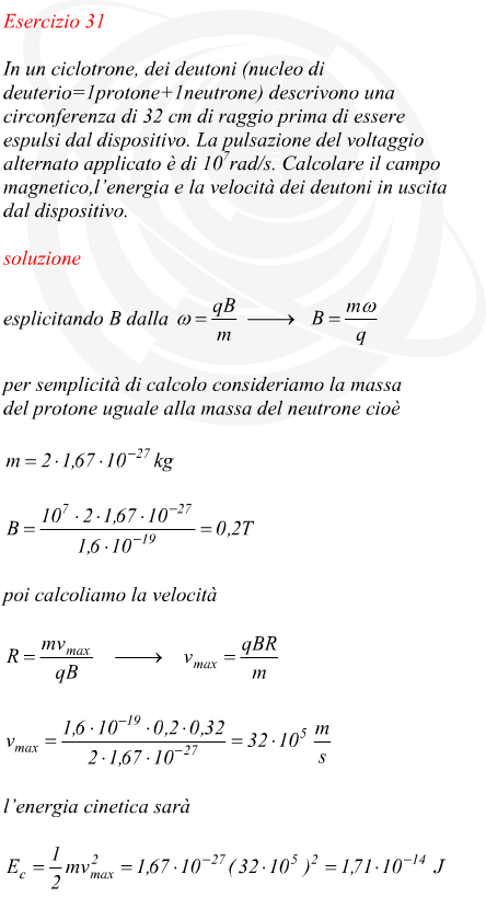 campo magnetico in un ciclotrone per accelerare deutoni