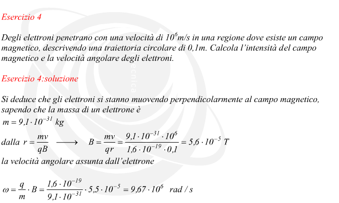 velocit angolare di elettroni in un campo magnetico