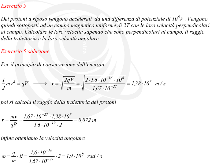 protoni in un campo magnetico con velocit ortogonale al campo - raggio della traiettoria
