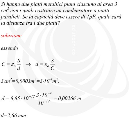 Calcolo della distanza tra le armature di un condensatore