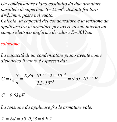 capacit di un condensatore dato il campo elettrico