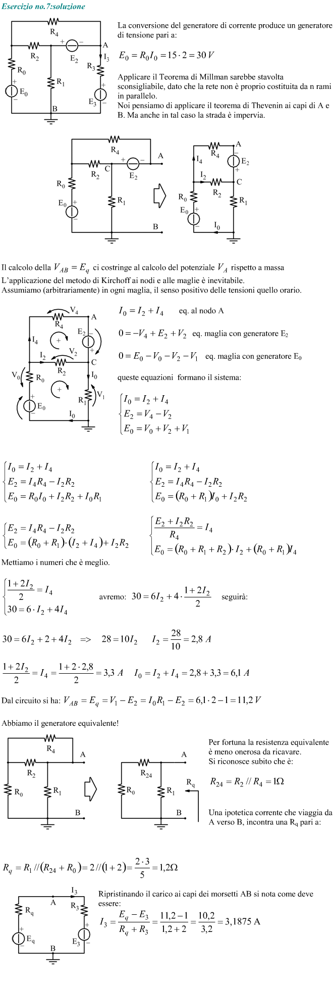 Calcolo di una corrente col teorema di Norton