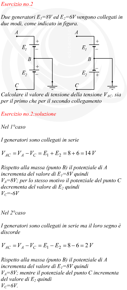 Potenziale elettrico ai nodi di una coppia di generatori con la presenza di un interruttore