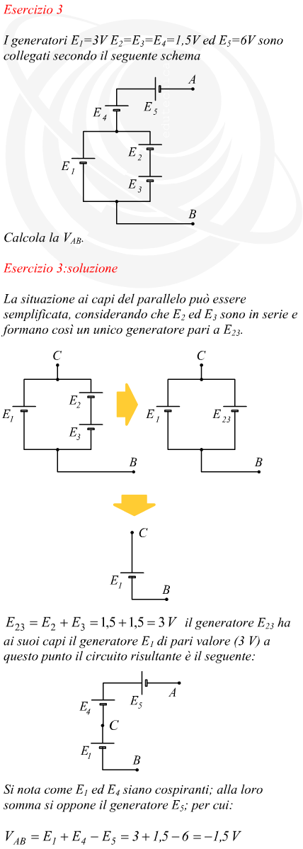 Generatori elettrici in serie ed in parallelo calcolo del generatore equivalente