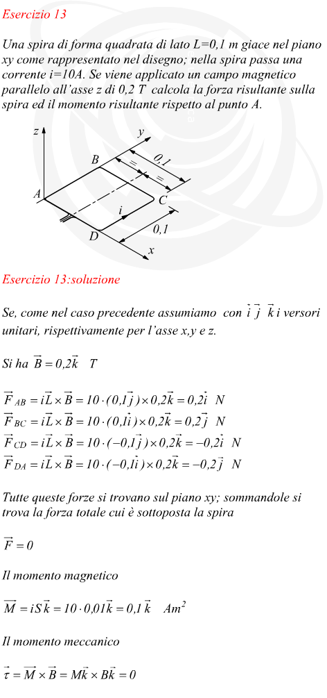 momento risultante di una spira percorsa da corrente in un campo magnetico