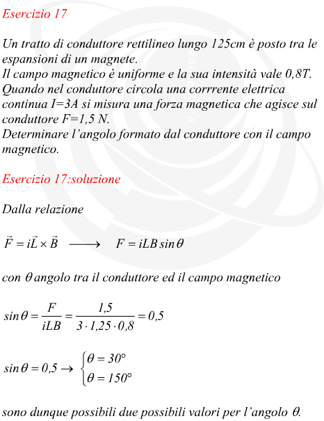 Forza meccanica agente su un conduttore immerso in un campo magnetico