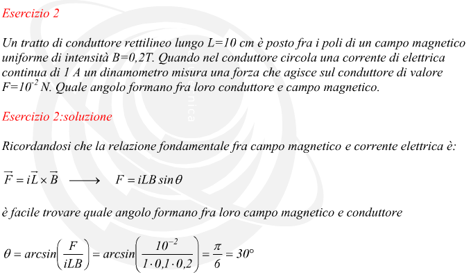 forza in un conduttore percorso da corrente elettrica in un campo magnetico