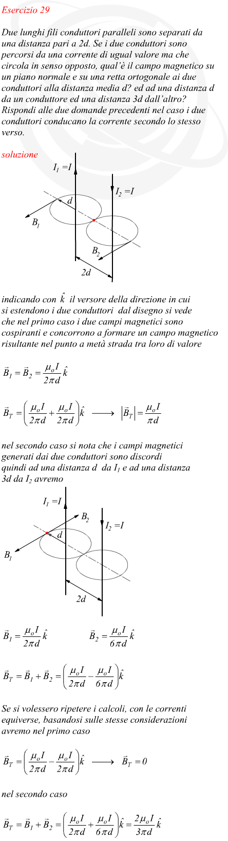 Campo magnetico attorno a conduttori rettilinei di lunghezza infinita