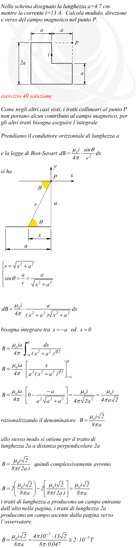 Campo magnetico in un punto esterno ad un circuito percorso da corrente elettrica
