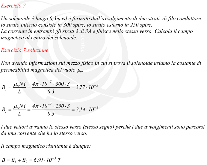 esercizio campo magnetico interno ad un solenoide