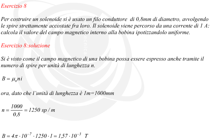campo magnetico di un solenoide numero di spire per unit di lunghezza