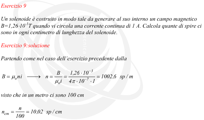 esercizio calcolo numero di spire di un solenoide