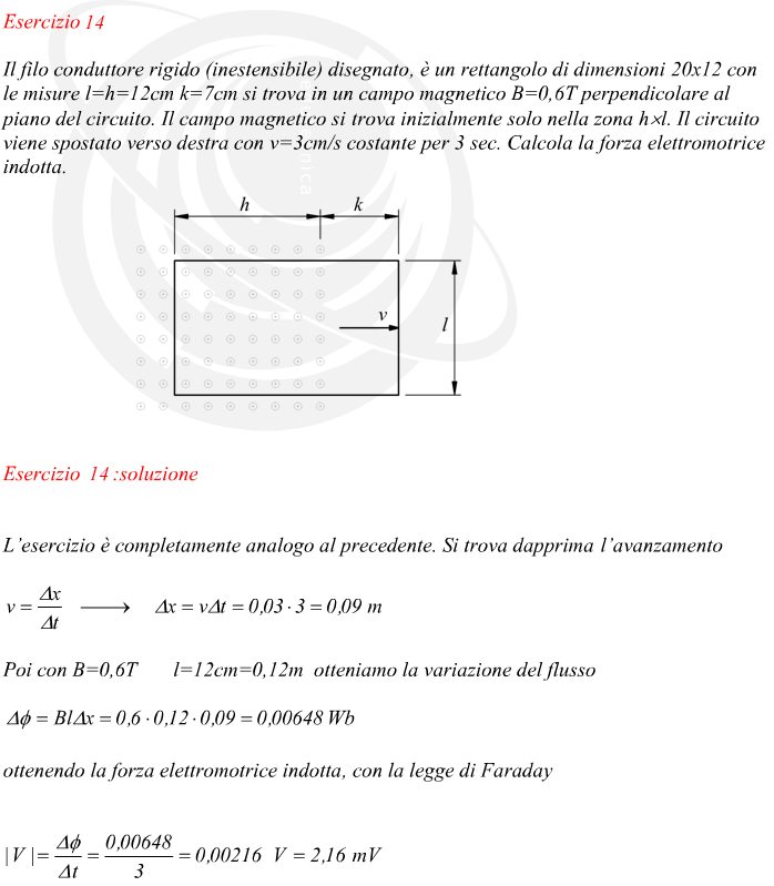 circuito che si muove attraverso un campo magnetico perpendicolare forza elettromotrice indotta