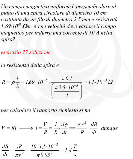 Corrente in una spira chiusa dovuta alla variazione di un campo magnetico