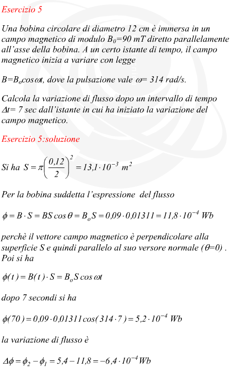 variazione di campo magnetico su una bobina circolare